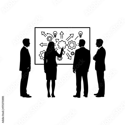 Office restart meeting vector art of business team brainstorming ideas