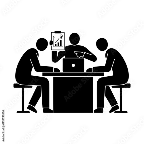 Office restart meeting vector art of business meeting with presentation of financial chart
