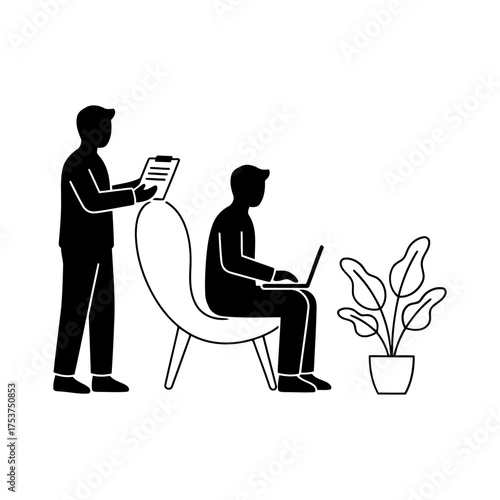 Office restart meeting vector art of business people working in modern office, teamwork