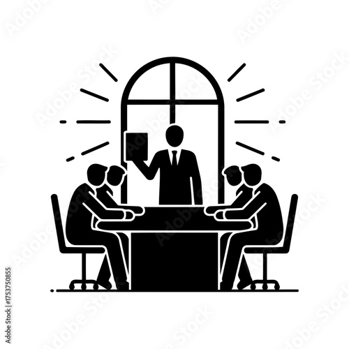Office restart meeting vector art of business meeting with presentation, teamwork concept