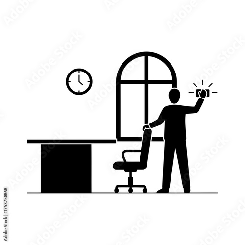 Office restart meeting vector art of man quitting job and leaving office