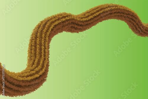 Abstract brown organic shape with soft texture on a green gradient background for artistic presentation or graphic resource