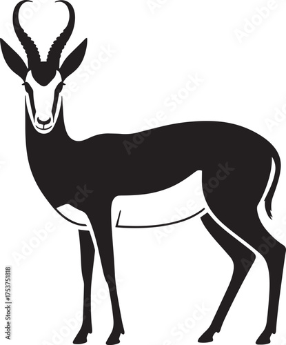 Springbok Gazelle Vector Illustration with Detailed Features South African Wildlife Icon Design