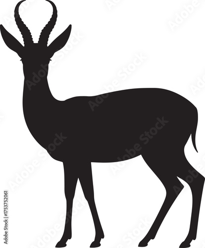 Springbok Antelope Silhouette Vector Illustration South African Animal Side Profile Simple Shape Icon