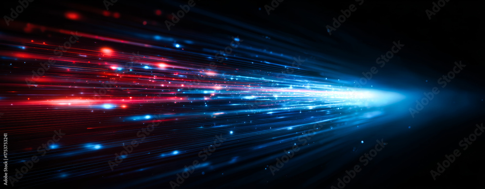 Naklejka premium Abstract futuristic background with glowing lines and a digital data stream.