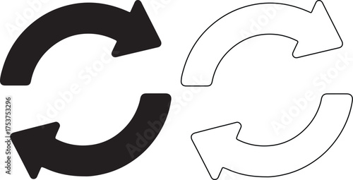 Black and white circular arrows illustrate process flow and data synchronization for website design and application development projects online