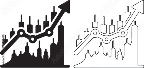 Stock market chart showing an upward trend with candlestick patterns indicating financial growth and investment opportunities in the market