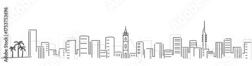 Tel Aviv Simple Dark Lines Skyline on White Background