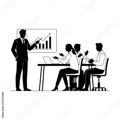 Presentation vector art of business presentation with graph is being held