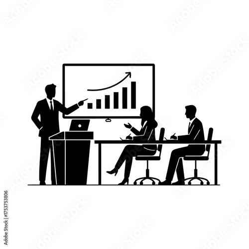 Presentation vector art of business presentation with bar graph