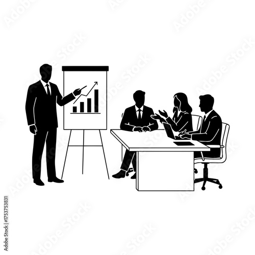 Presentation vector art of business presentation with graph, vector illustration