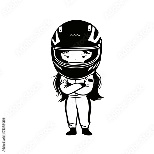 Race Car Driver. Race Car Driver simple black and white line art vector logo
