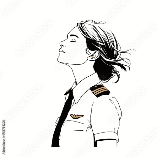 Pilot. Pilot simple black and white line art vector logo