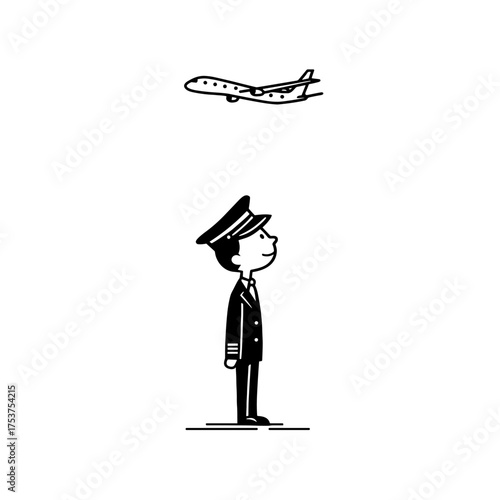 Flight Attendant. Flight Attendant simple black and white line art vector logo