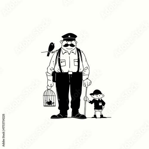 Zookeeper. Zookeeper simple black and white line art vector logo