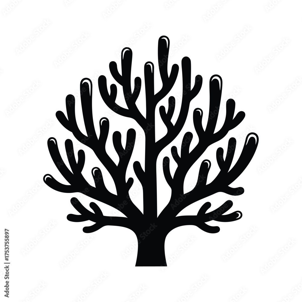Fototapeta premium Elegant Black and White Coral Illustration for Marine Biology and Nature Designs