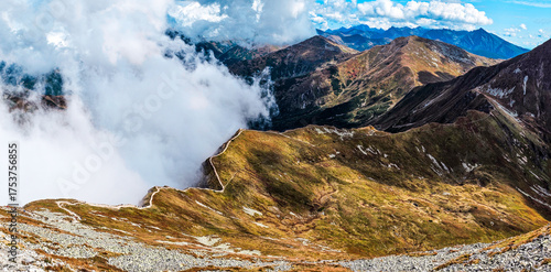 Fototapeta Naklejka Na Ścianę i Meble -  View from Starorobocianski Wierch Mountain - Western Tatras - Poland