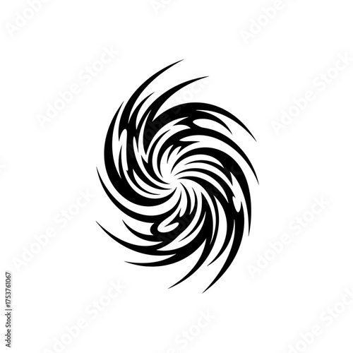 Dynamic spiral design element for tattoos and branding, a modern abstract black and white swirl background for creative projects and impactful visuals
