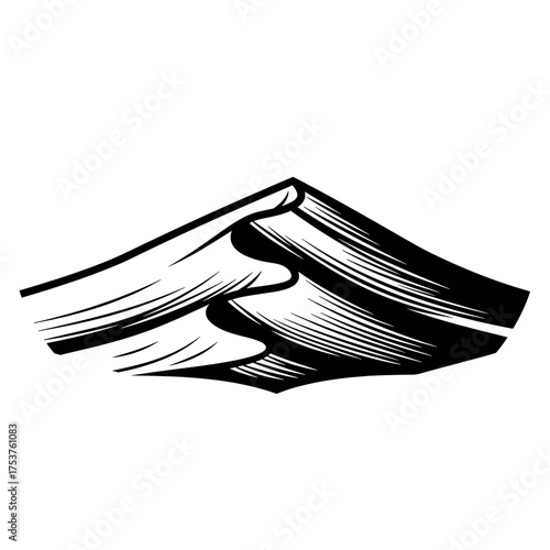 Dramatic black and white mountain range design perfect for outdoor adventure brand or nature documentary logo, powerful mountain peak icon for branding