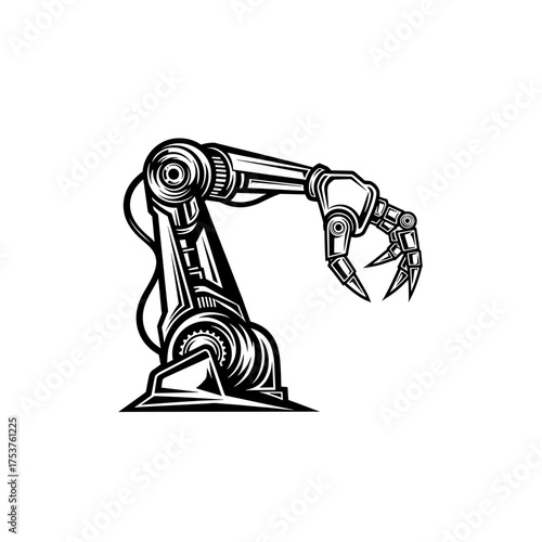 Cutting-edge robotic arm design ready for industrial automation, showcasing advanced engineering and precision movement in a sleek, modern aesthetic