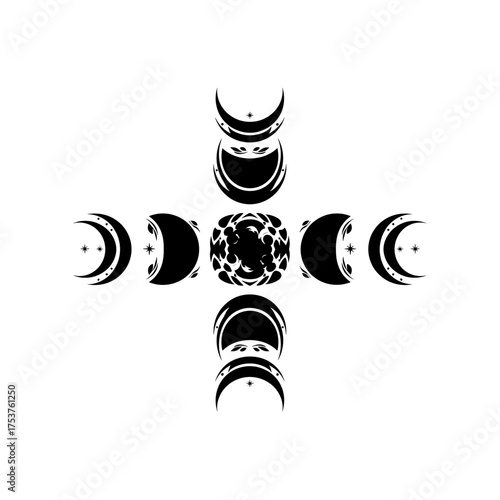 Elegant lunar phase design for spiritual wellness and celestial guidance, perfect for modern mystical brands and artistic projects needing subtle cosmic charm