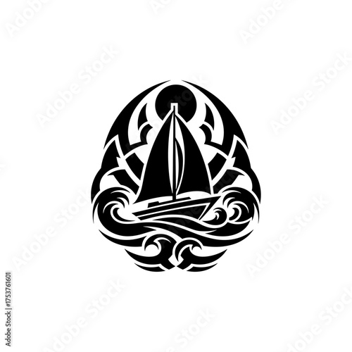 Sailing into the sunset with this stylish nautical design, perfect for your next travel adventure or summer themed project on the high seas