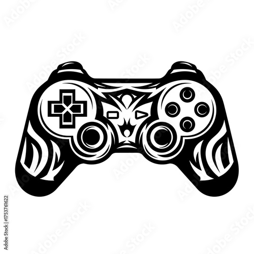 Get Your Game On with this Striking Tribal Gaming Controller Design, Perfect for Esports Logos, Stream Overlays, and Modern Gamer Merchandise Projects