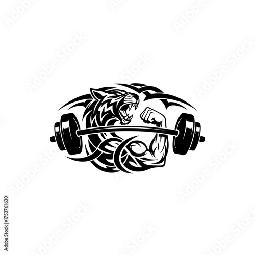 Unleash your inner beast with this fierce tiger weightlifting design, perfect for fitness brands, gym promotions, or motivational apparel