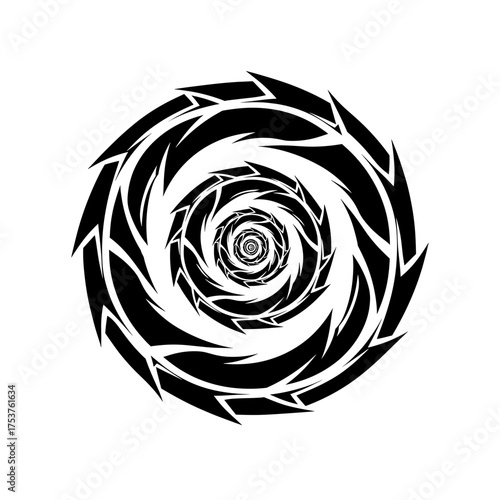 Mesmerizing black and white spiral pattern creates a dynamic, hypnotic effect perfect for modern designs and abstract backgrounds, adding depth and visual interest