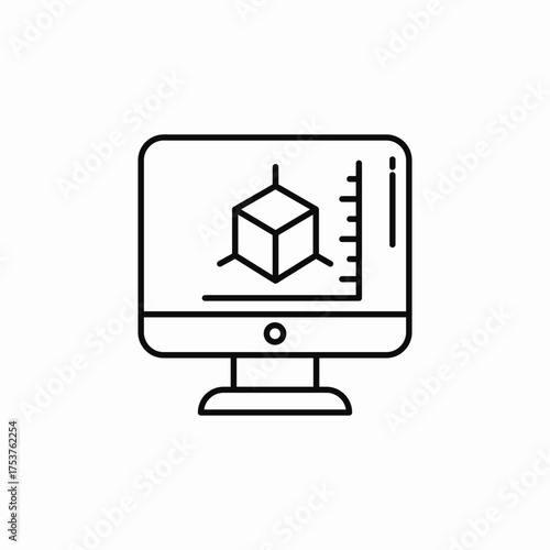 computer 3d model icon sign vector