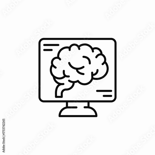 computer brain examination icon sign vector