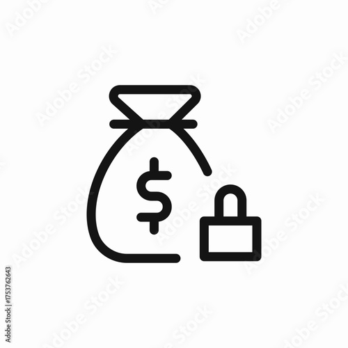 money bag lock icon sign vector