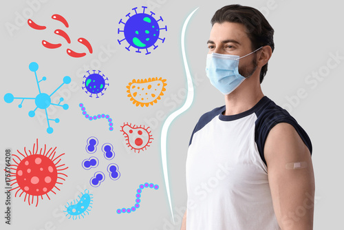 Young man in medical mask w...
