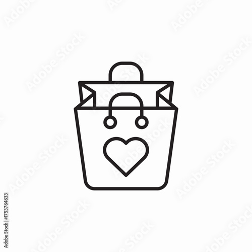 heart shopping bag favorite icon sign vector