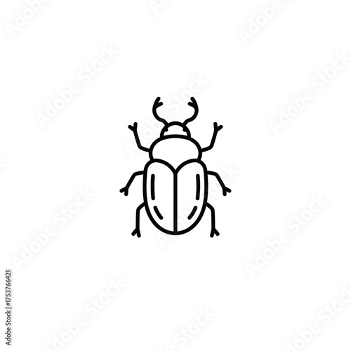 Nature icon vector art design of a beetle, simple outline illustration, insect symbol, graphic element for web, print, and various design projects