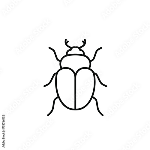 Clean line art beetle icon, a simple vector graphic capturing the essence of nature's fascinating insects, perfect for modern design applications and ecological themes