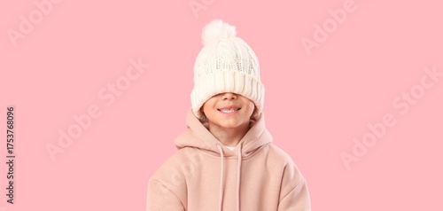 Funny little boy in white k...