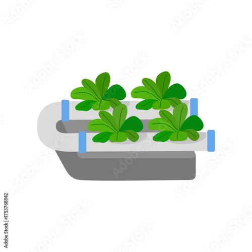 Hydroponic NFT (Nutrient Film Technique) system Pipe Garden System With Lush Green Plants for Modern Sustainable Farming