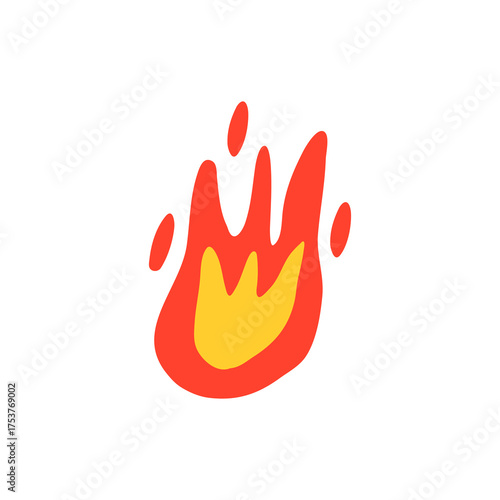 Vibrant Fire Icon Logo Illustration With Red Outer Flame And Yellow Inner Flame