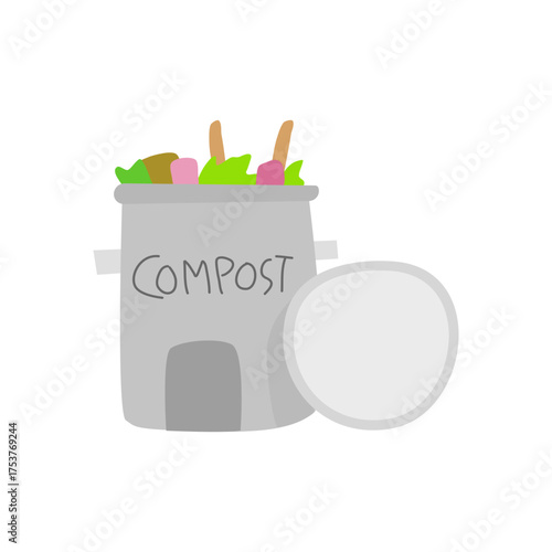 Illustration of a Compost Bin with Organic Waste for Eco-Friendly Recycling Concepts