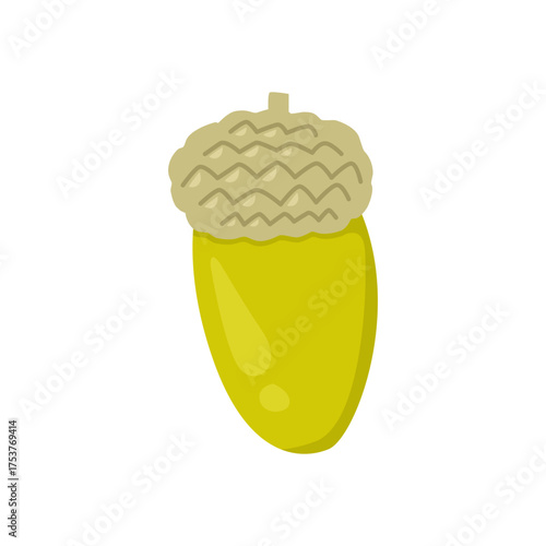 Illustration of a Simplistic Yellow Acorn Icon with Minimalist Design