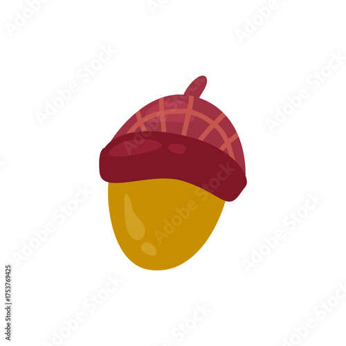 Illustration of a Brown Acorn Isolated on a White Background