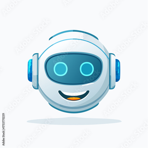 Cheerful Digital Avatar: A Smiling Futuristic Robot's Head, Perfect for Tech Concepts