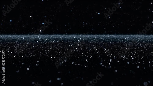 Abstract dark background with scattered bright particles, a horizontal strip with light