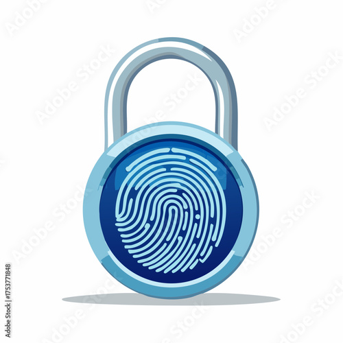 Digital fingerprint security padlock symbol protecting access to private data and information