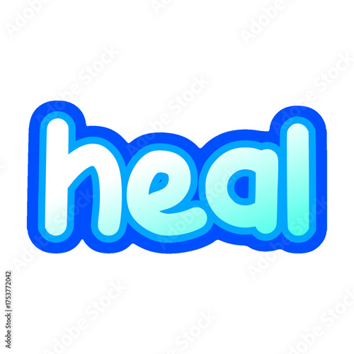 Heal typography design for Tshirt with pastel gradient and rounded type, expressing softness, renewal, and a sense of motivation
