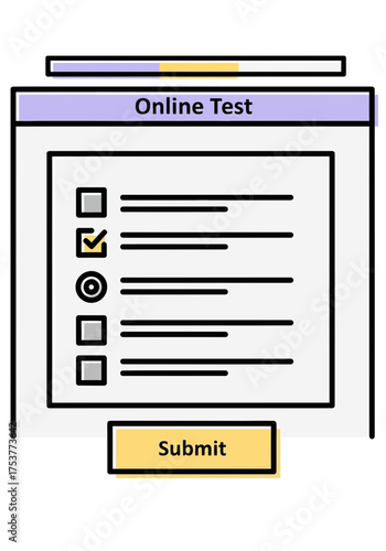 Flat Vector Online Test Quiz Interface Illustration