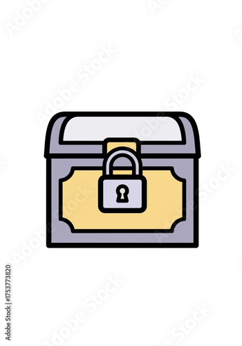 Flat Vector Locked Chest for Unlocking Premium Content