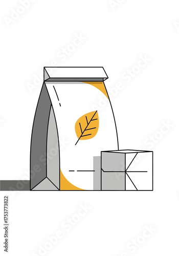 Ecofriendly Paper Bag and Box Flat Vector Illustration