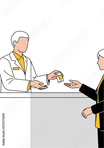 Flat Vector Illustration of Pharmacist Dispensing Medicine